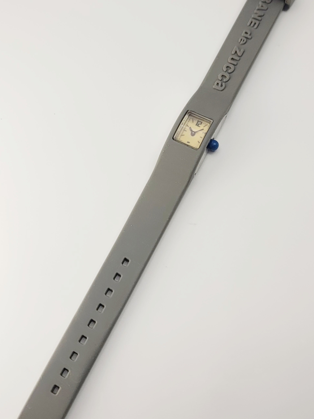 Vintage Cabane de ZUCCa Seiko V220-6430 Watch Grey Rubber Band Blue Crown